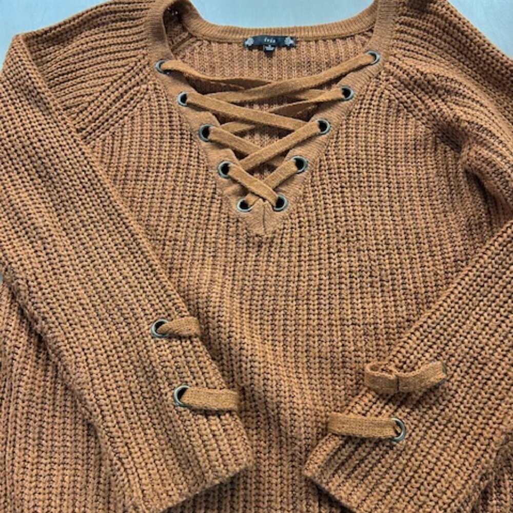 size S brown knit top